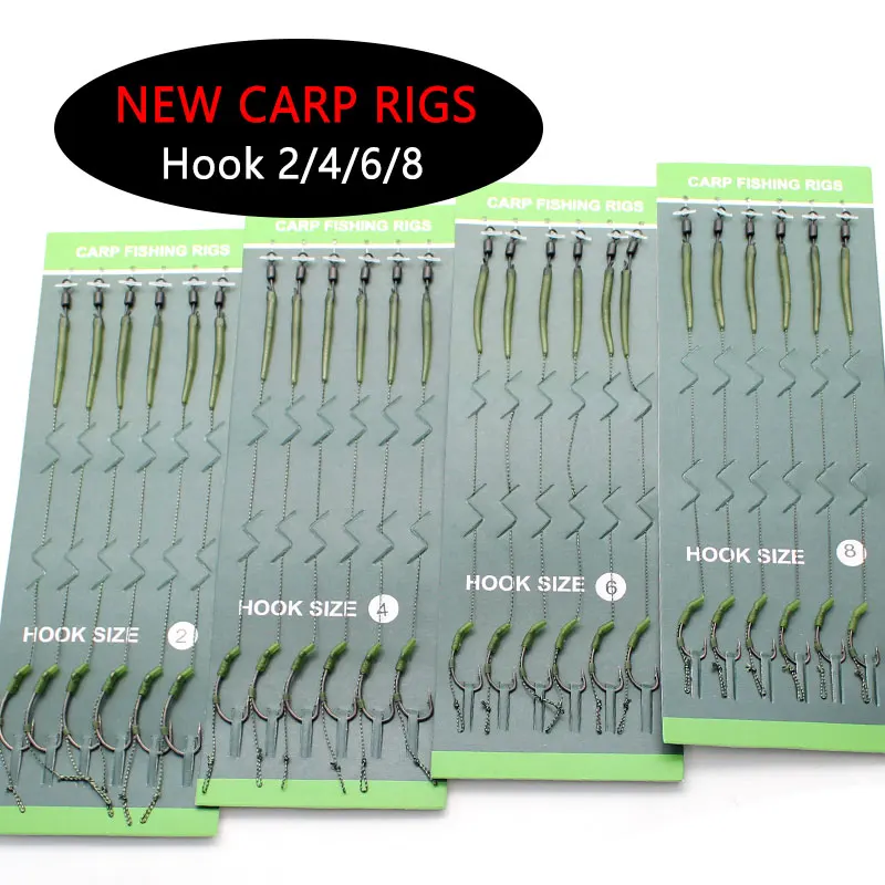 6pcs Carp Fishing Accessories Hook Line Ready Made Hair Carp Rigs Carp Quick Change Hooklink For Fishing Carp Terminal Tackle