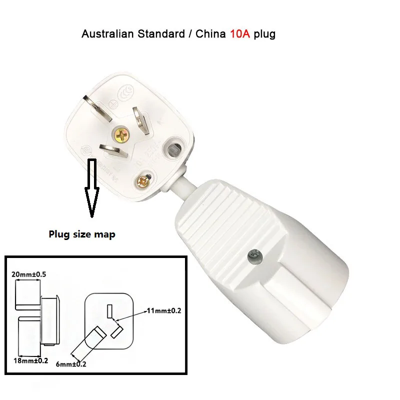 Power Adapter Cord AU CN 10/16A Plug Male to EU Socket Female Power Extension Cable For Electric Appliance Plug Adapter