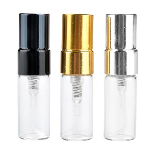 Imagen 2 del producto Botella de Perfume de vidrio portátil, minibotella vacía de vidrio transparente rellenable, atomizador de Perfume, contenedor de 3ml, 100 unids/lote