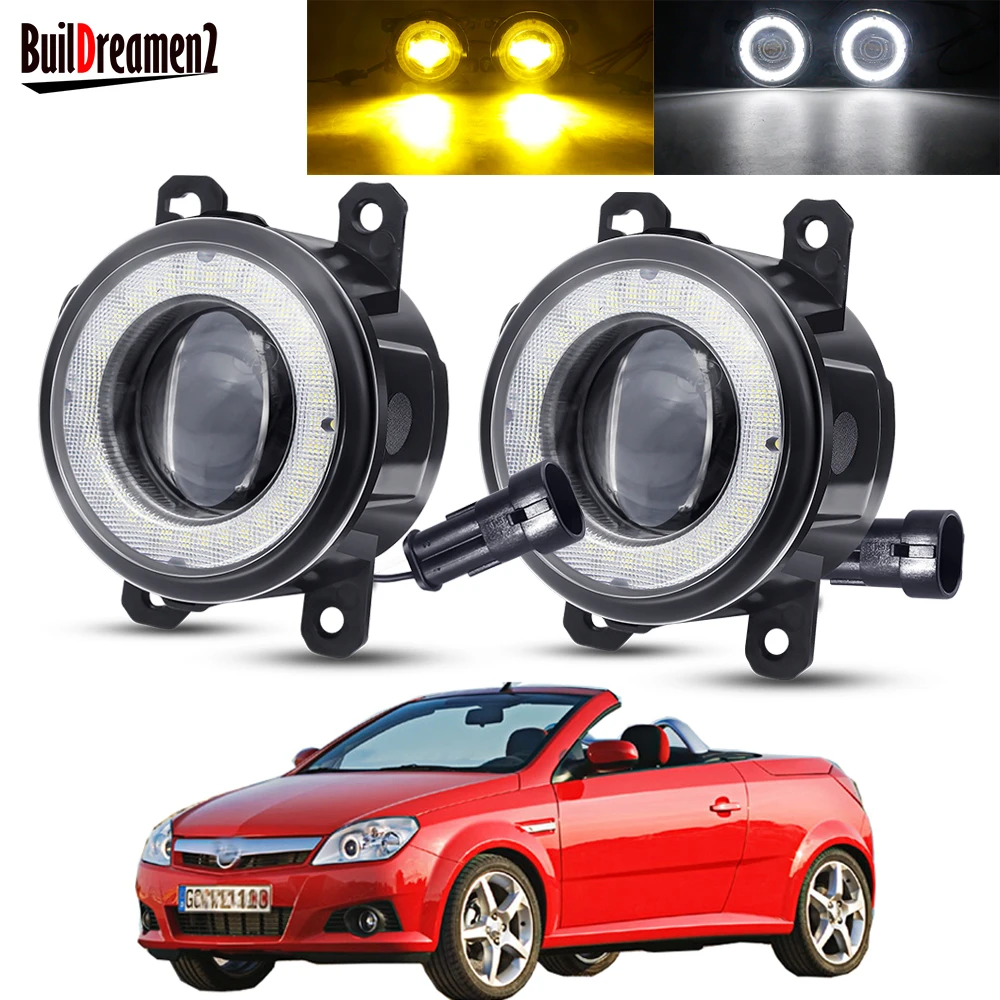 

2 X Car Angel Eye Fog Light Assembly LED Lens Fog Daytime Running Lamp DRL 12V For Opel Tigra TwinTop Convertible 2004 2005 2006