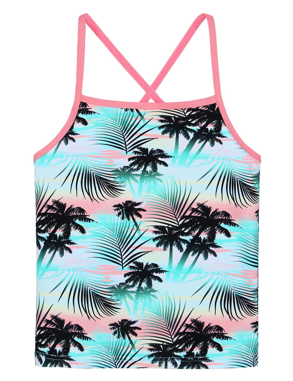 BAOHULU Girls Sleeveless Sling Swimsuit Toddler Teens Two Pieces Cocotree Print Bathing Suit Children Rashguard Beachwear