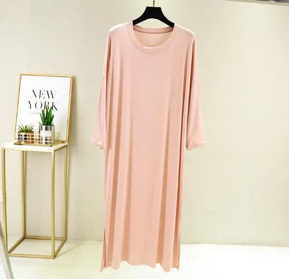 New Cotton Nightgown Women Nightdress Modal Loose Sleep Wear 3/4 Sleeve Casual Ladies Nightwear Sleepshirts Spring Autumn Dress