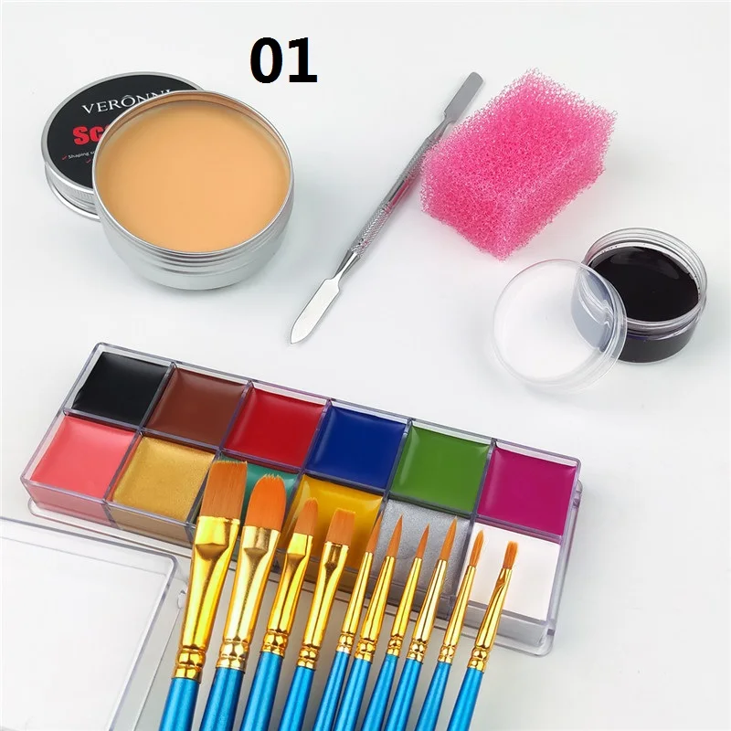 SFX Make-up-Set, 12-farbig, Gesichts- und Körperbemalung, Öl, Bühne, Spezialeffekte, Halloween, Wunde, Narbe, Wachs, Make-up, gefälschte Schorf, Blutspatel, Farbe – Detail 12