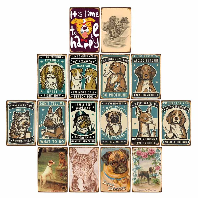 Dog Adopt Tin Sign Metal Vintage Poster Retro Plaque Wall Decorative Plate Pub Bar Store Decoration Home Decor 20x30cm