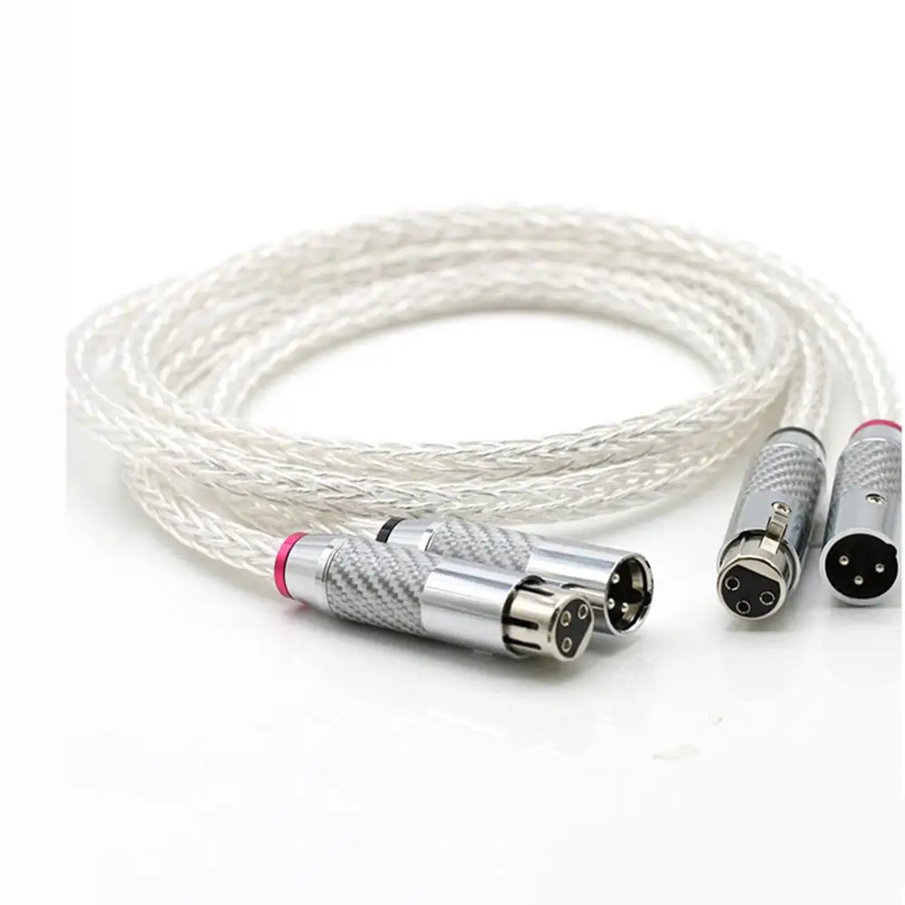 

hifi 8AG Silver Plated OCC 16 Strands Audio Speaker Bulk Cable With Carbon Fiber 3pins XLR Balanced cable,xlr connector,audio