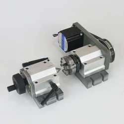 CNC Rotary Axis A 4th Axis 50mm 65mm Chuck 3 Jaws Center Height 51mm CNC Tailstock NEMA23 Stepper Motor CNC Wood Router Tools