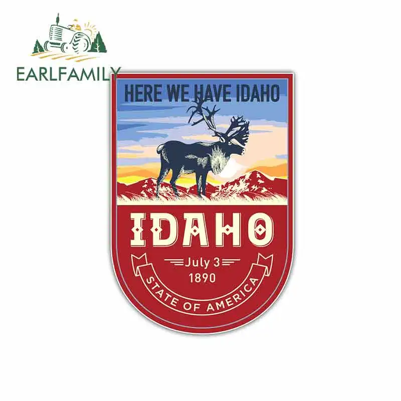 EARLFAMILY 13cm x 9.2cm for Idaho USA State Vintage Badge Car Stickers Vinyl JDM Bumper Trunk Truck Graphics DIY VAN Fine Decal