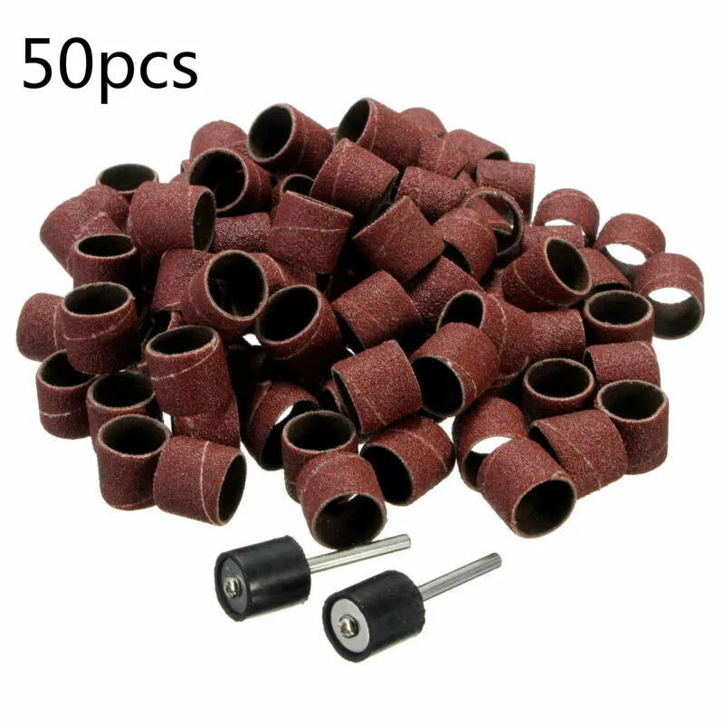 50 pcs abrasive belt kit with 2 grinding wheel drum spindle rotating tool drum grinding wheel kit for stone metal polishing too