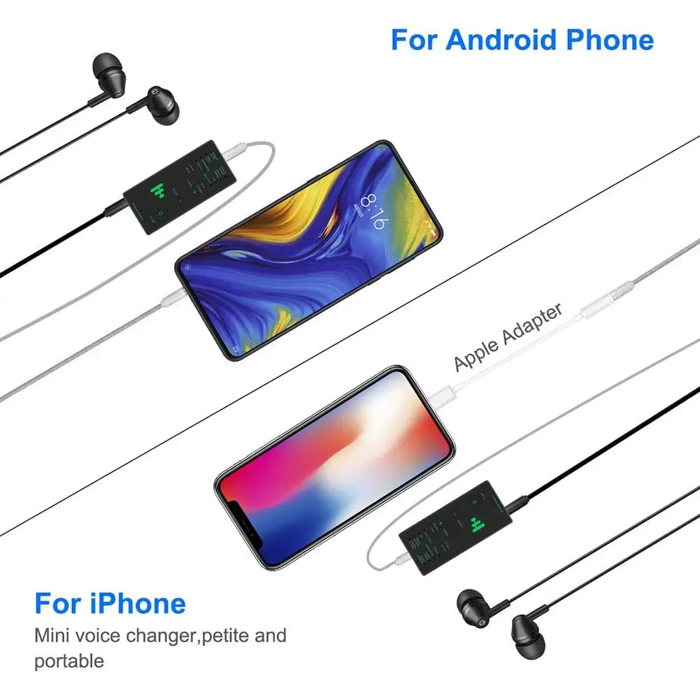 Rondaful Mini المحمولة مغير الصوت مغير الصوت مع وظائف الصوت قابل للتعديل الهاتف الكمبيوتر كارت الصوت الميكروفونات