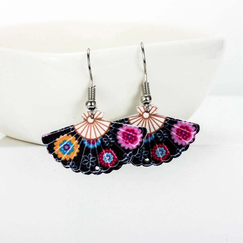 2019 New Arrival Chinese Traditional Style Fan Lovely Drop Earrings 11 Styles East Asian Jewelry