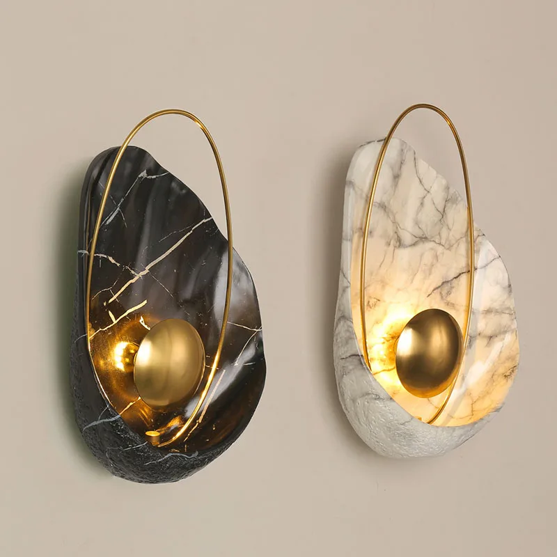 Modern Resin Wall Lamps Creative Shell Shape Bedside Led Wall Light TV Background Wall Corridor Sconce Lamp Nordic Home Deco