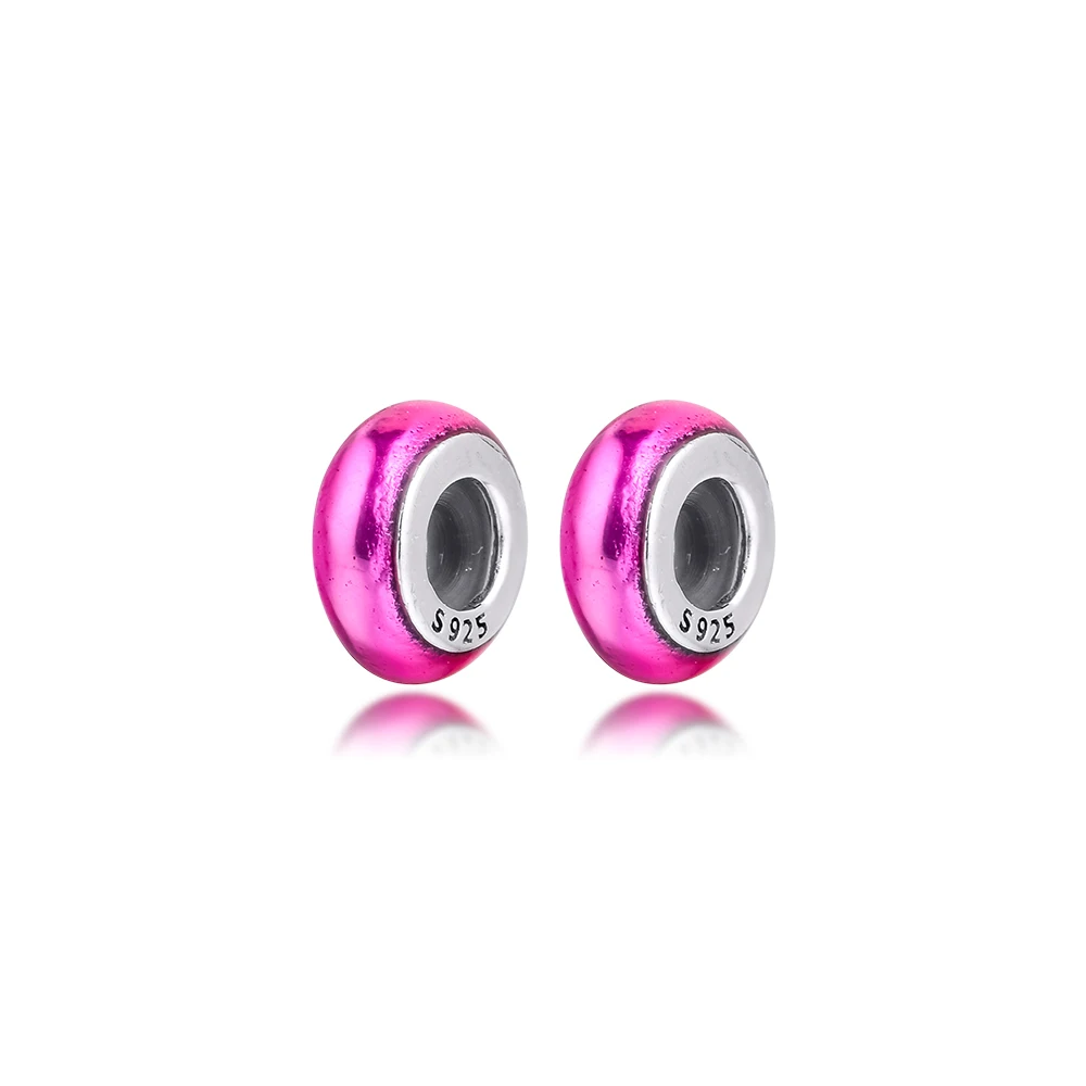 My Pink Spacer Charm Silver kralen voor sieraden maken Fits For Me Collection Bracelets Small Hole Spacer Charm for Jewelry