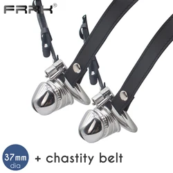 FRRK Stylish Strap on Cock Cage Male Chastity Bondage Belt Device dia 37mm Penis Rings Strapon BDSM Adults Sex Toys for Man