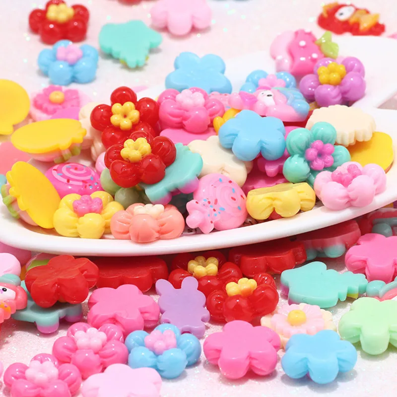 500pcs/Bag DIY Resin Rings Pendants Slime Cartoon Chidren Toys Beads Girl Gift Dress Up Accessories Party Kids Cute Crafts Toy