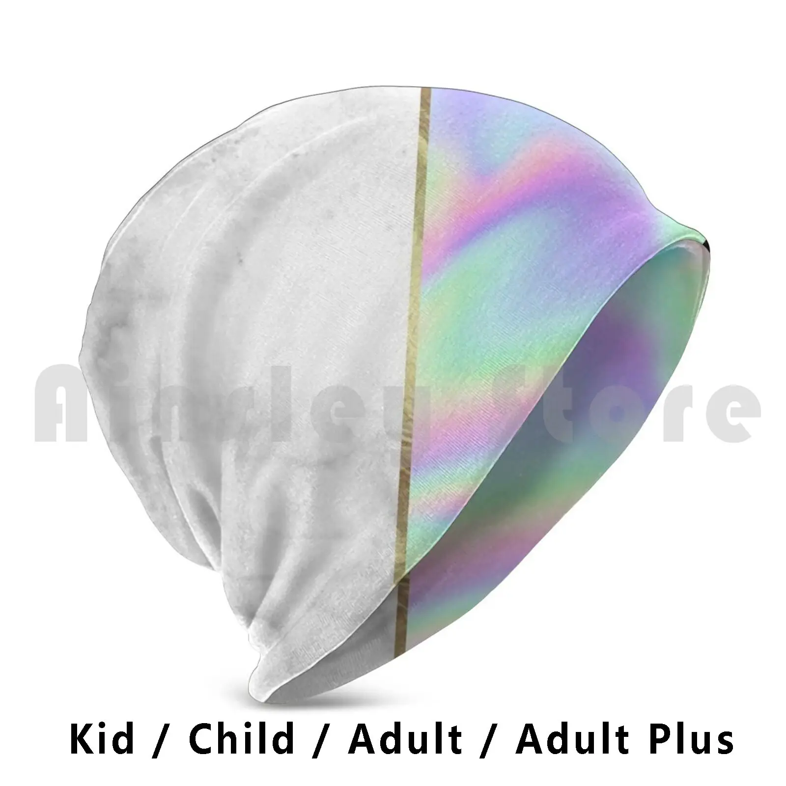 Marble & Gold Holographic Beanies Pullover Cap Comfortable Holographic Design Marble Marble Holographic Designs