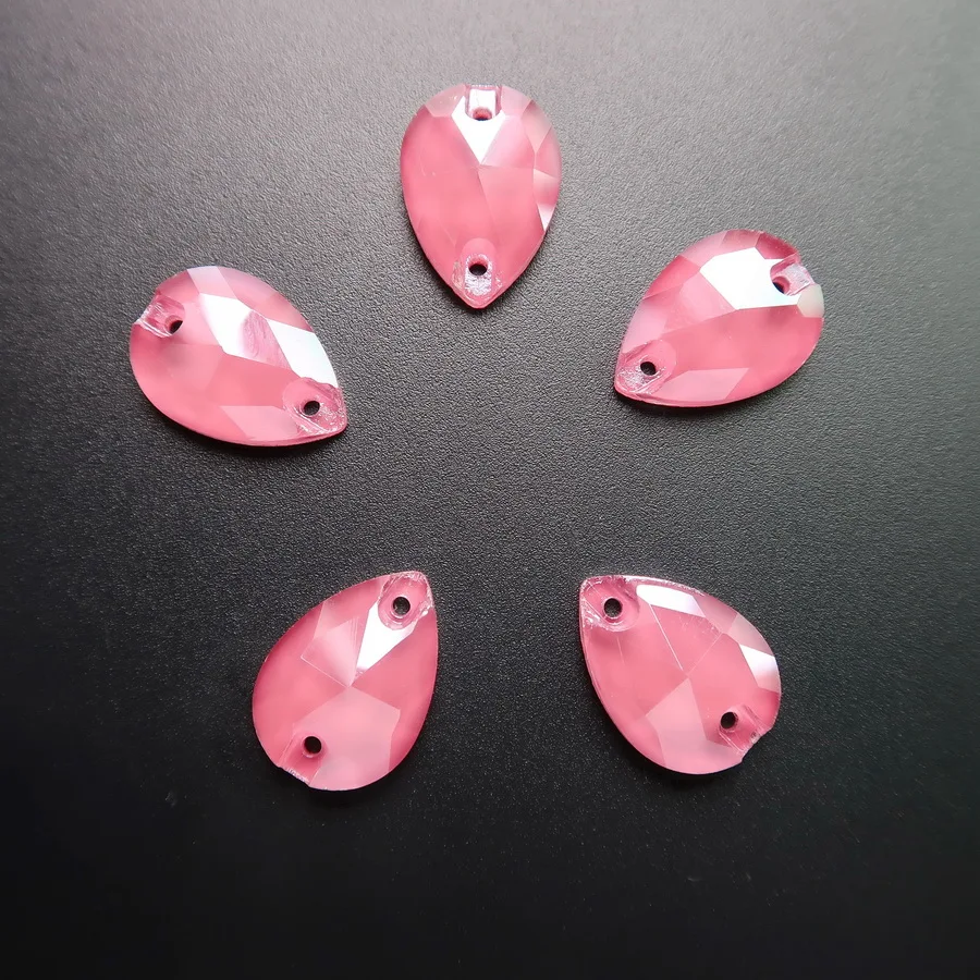 Geleeartige Kristallsteine in Tropfenform mit Flacher Rückseite und Zwei Löchern, 4 Größen, zum Aufnähen, für Kleidung, Schuhe, Taschen, DIY – Detail 5