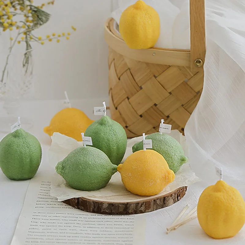 Handmade Home Furnishings Scented Lemon Candle Photo Scene Decoration Holiday Supplies Simulation Lemon Candle