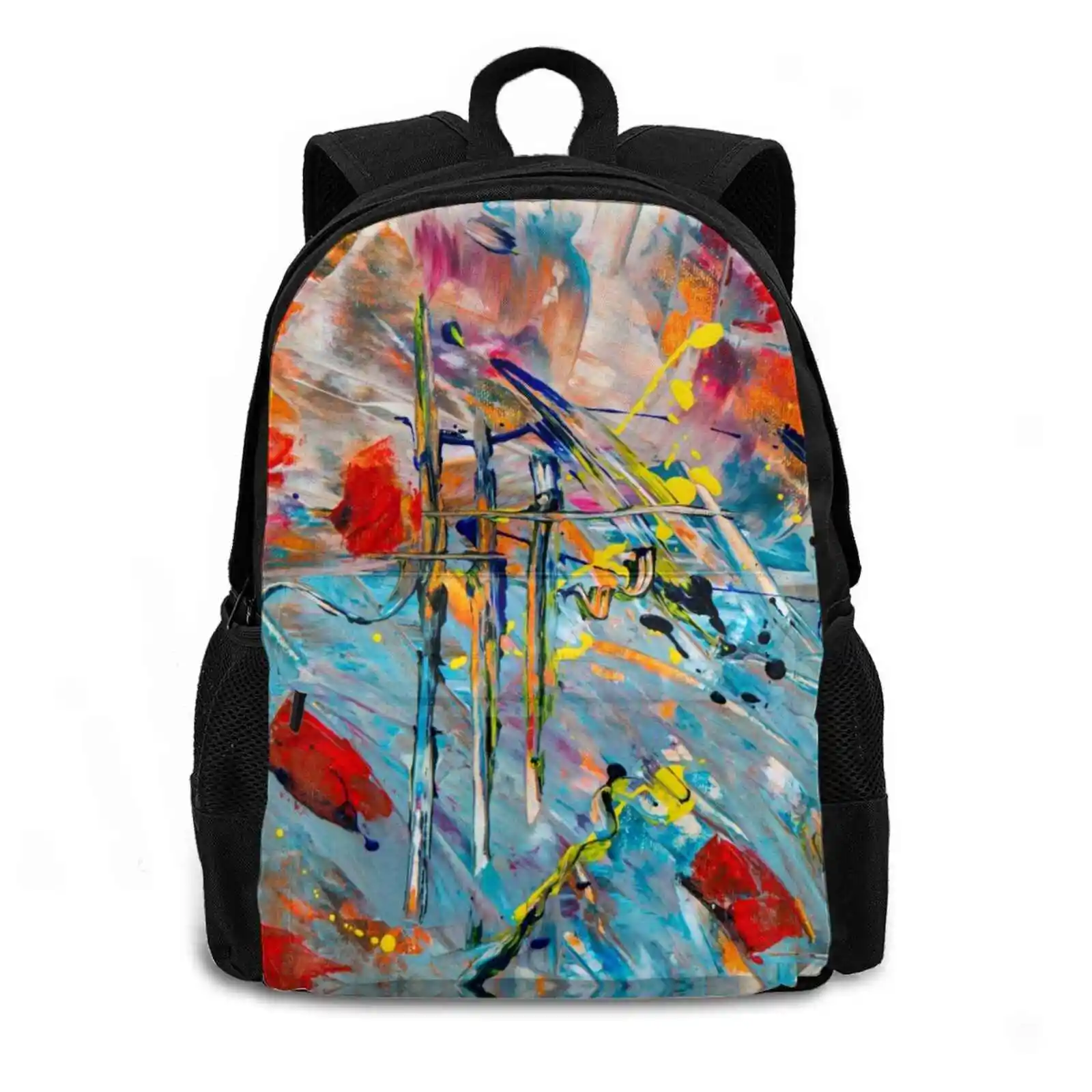 Red N Yellow Reflection Under Water Backpacks For School Teenagers Girls Travel Bags Blue Red Water Glass Background Liquid