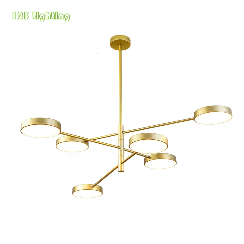 

Gold/White/Black Living room LED Chandelier Restaurant Hanglamp Loft Bedroom Light Fixtures 6 Heads Concise Nordic Lights