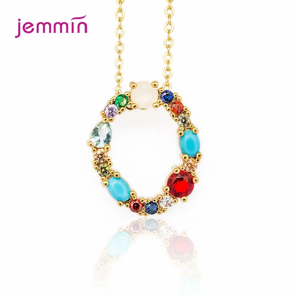 Multicolor S925 Silver Jewelry Crystal Zircon 26 A-Z Letter Necklace & Pendant For Women Wholesale Christmas Birthday Party Gift