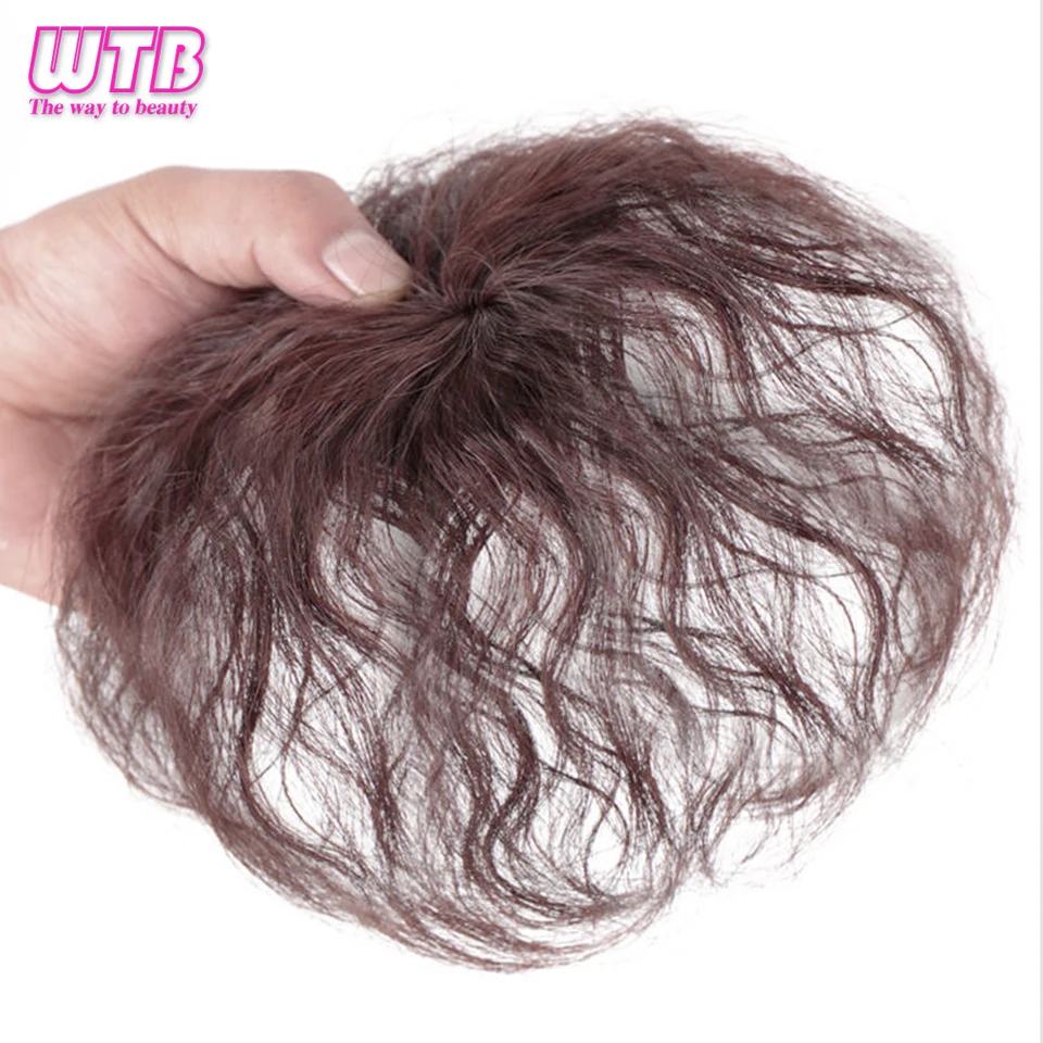 

WTB Synthetic Corn Curly Bangs for Women Black Clip in Hair Extension Cover White Hair Increase Hair Volume with Top of the Head