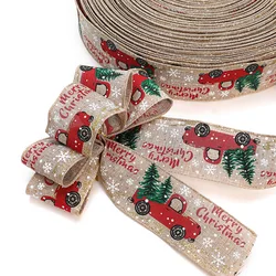 Christmas Ribbon Classic Wrapping Christmas Tree Ribbon Wreath Bows DIY Fabric Swirl Ribbon Burlap Ribbon With Wired Edge Gift