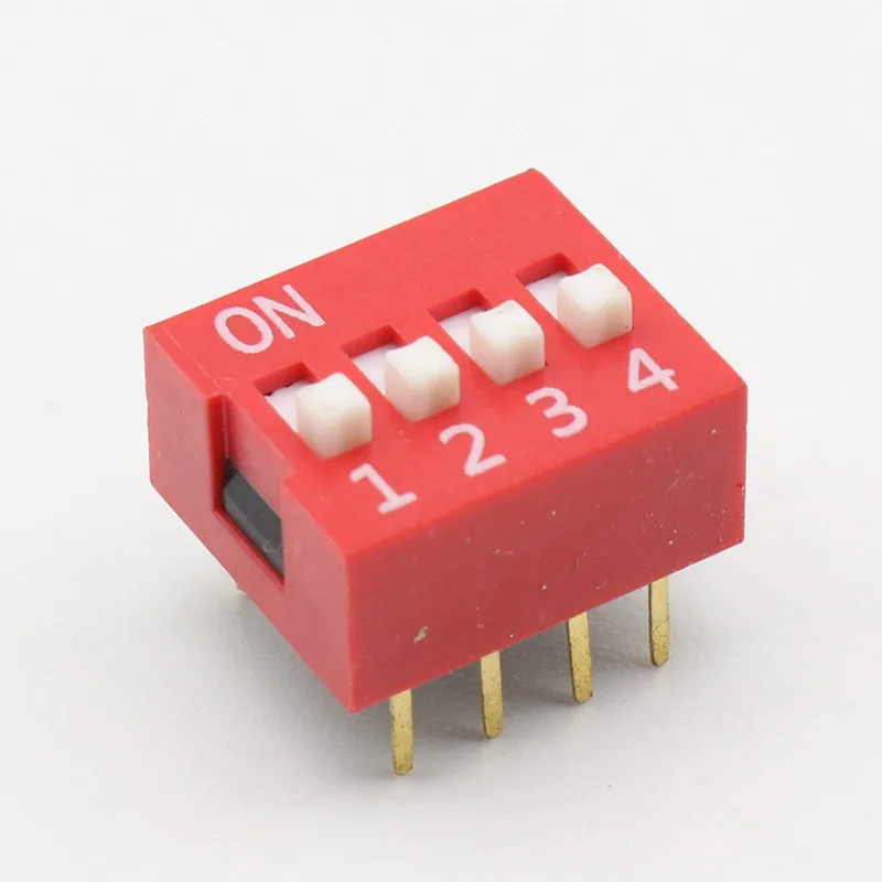 10Pcs Slide Type Switch Module 2.54mm 4-Bit 4 Position Way DIP Red Pitch