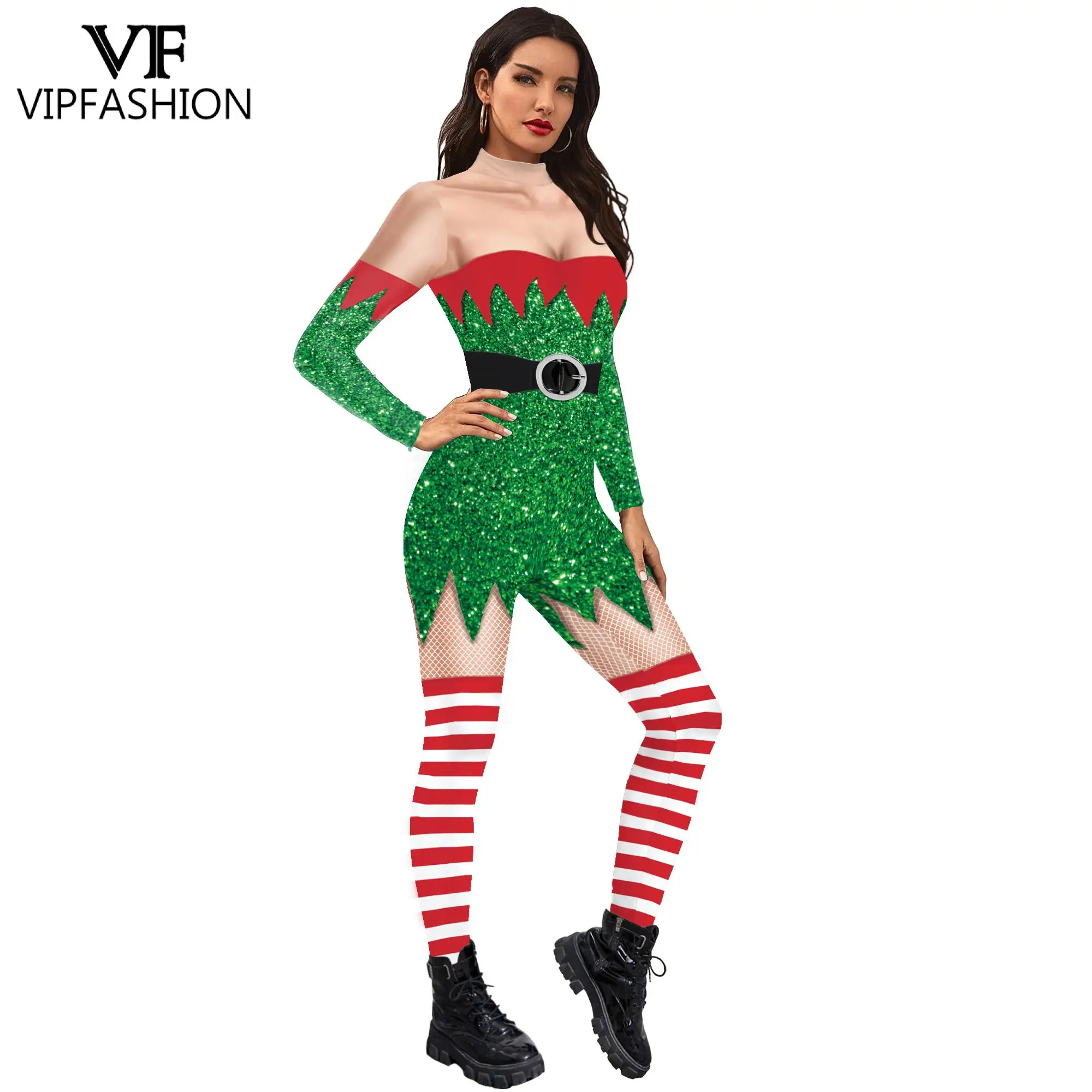 VIP MODE Frauen Sexy Body Weihnachten Karneval Party Hässliche Joker Gedruckt Cosplay Kostüme Kleid Up Outfit