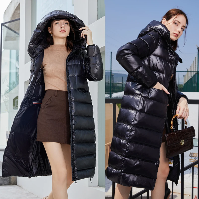 Chaqueta de plumón de pato para mujer, abrigo largo ajustado, Parka cálida, PP404, 2020, nueva moda, 90%