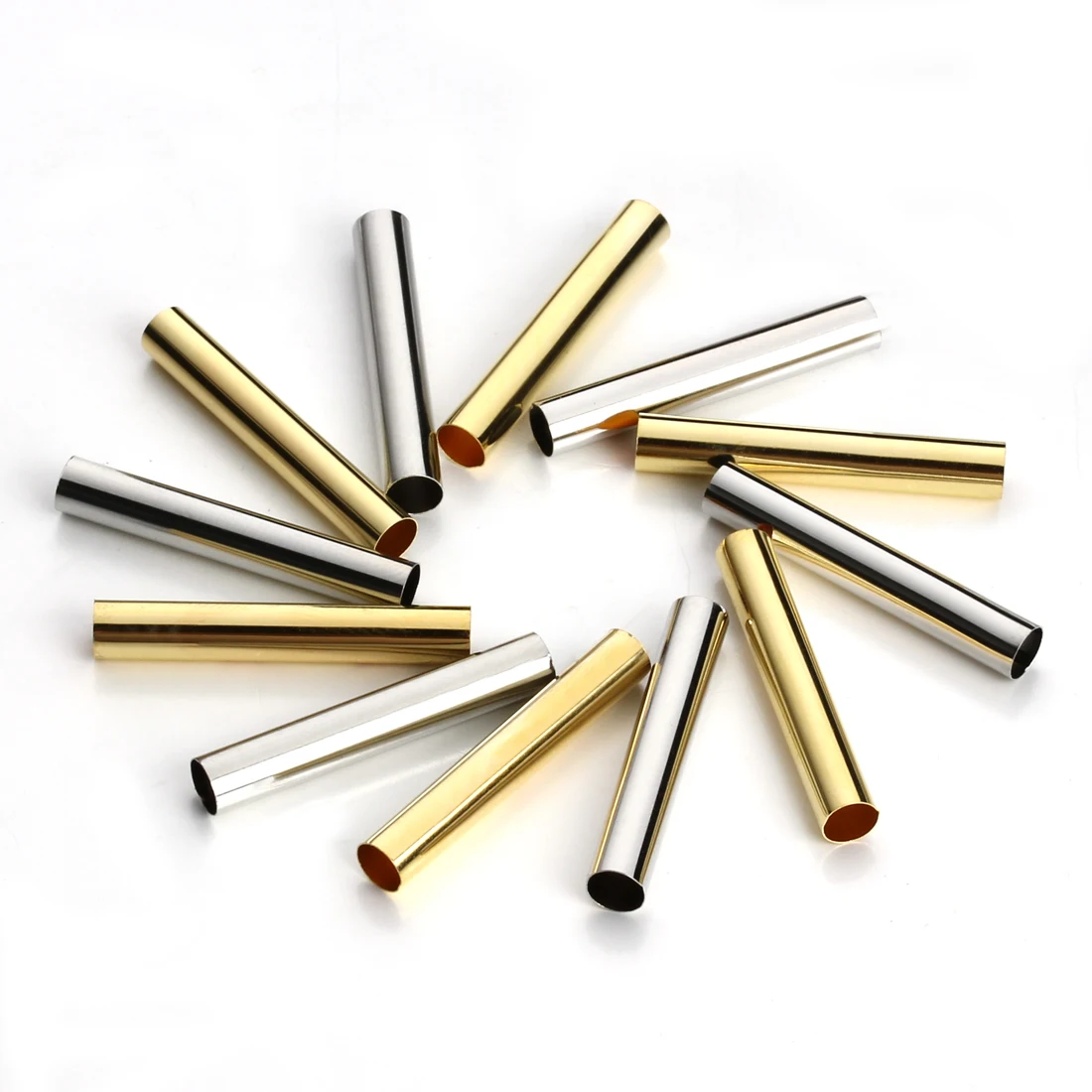 30-100pcs Brass Tube Metal Long Tube Cylinder Straight Tube Beads Fit 4 6mm Leather Cord DIY Handmade Accessories For Jewelries