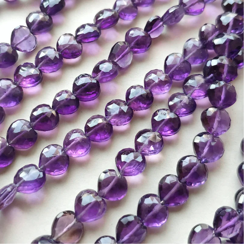 Amethyst HEART shape faceted  8mm DIY jewelry 19cm