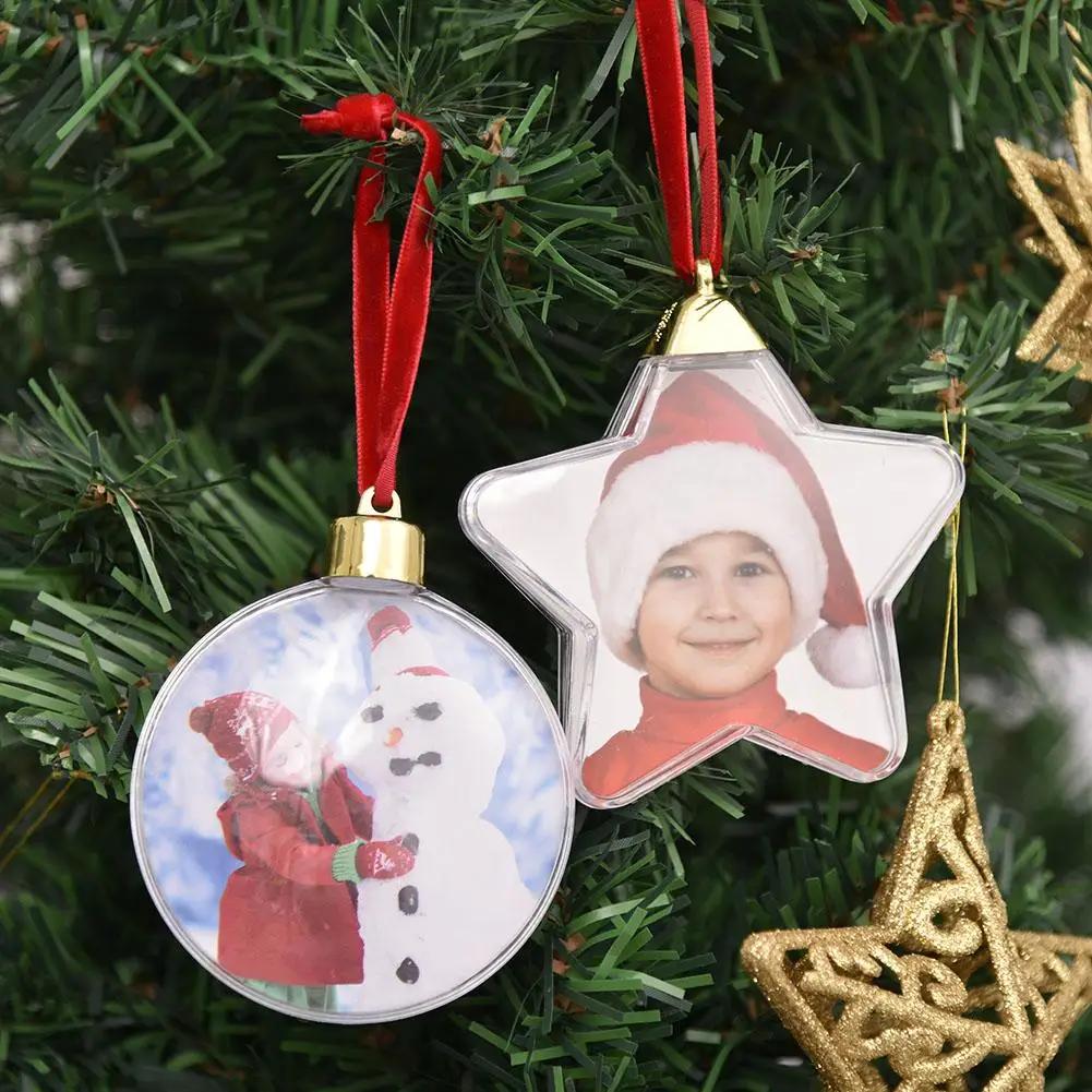 Boule suspendue pour arbre de noël, décoration ronde en forme d'étoile, boule Photo, bricolage, saint-valentin, fête de noël, magasin, ornement de fenêtre de maison