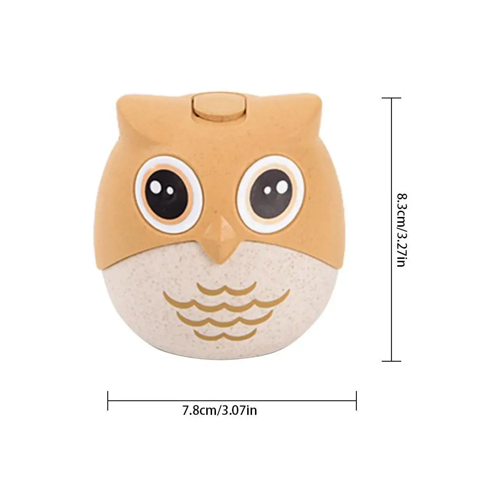 Wheat Straw Cartoon Owl Toothpick Holder Box Hand Press Automatic Toothpick Cans Base Room Decorate Toothpicks Case