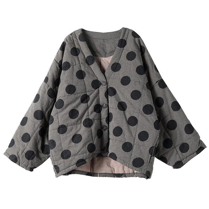 Autumn New Fashion Women Jackets Clothing Loose Casual Thick Cotton Coat Long Sleeve Polka Dot Jackets Coats S587