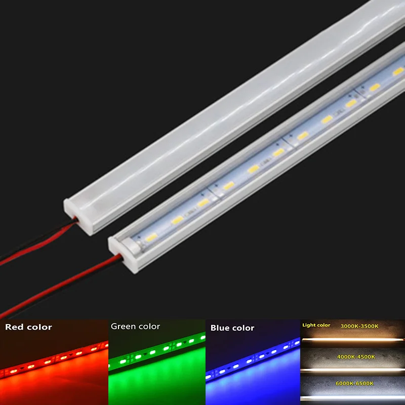 1-30PCS LED aluminum rigid light bar DC12V 50CM 20 inch U-shape 5730 36LEDs LED aluminum channel Home decoration lighting