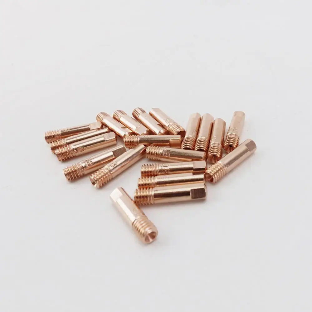 20 pçs 15ak contato ponta cucrzr mig tocha/arma consumíveis 0.8/1.0/1.2mm m6x25mm pontas de soldagem para euro estilo mig mag tocha de soldagem