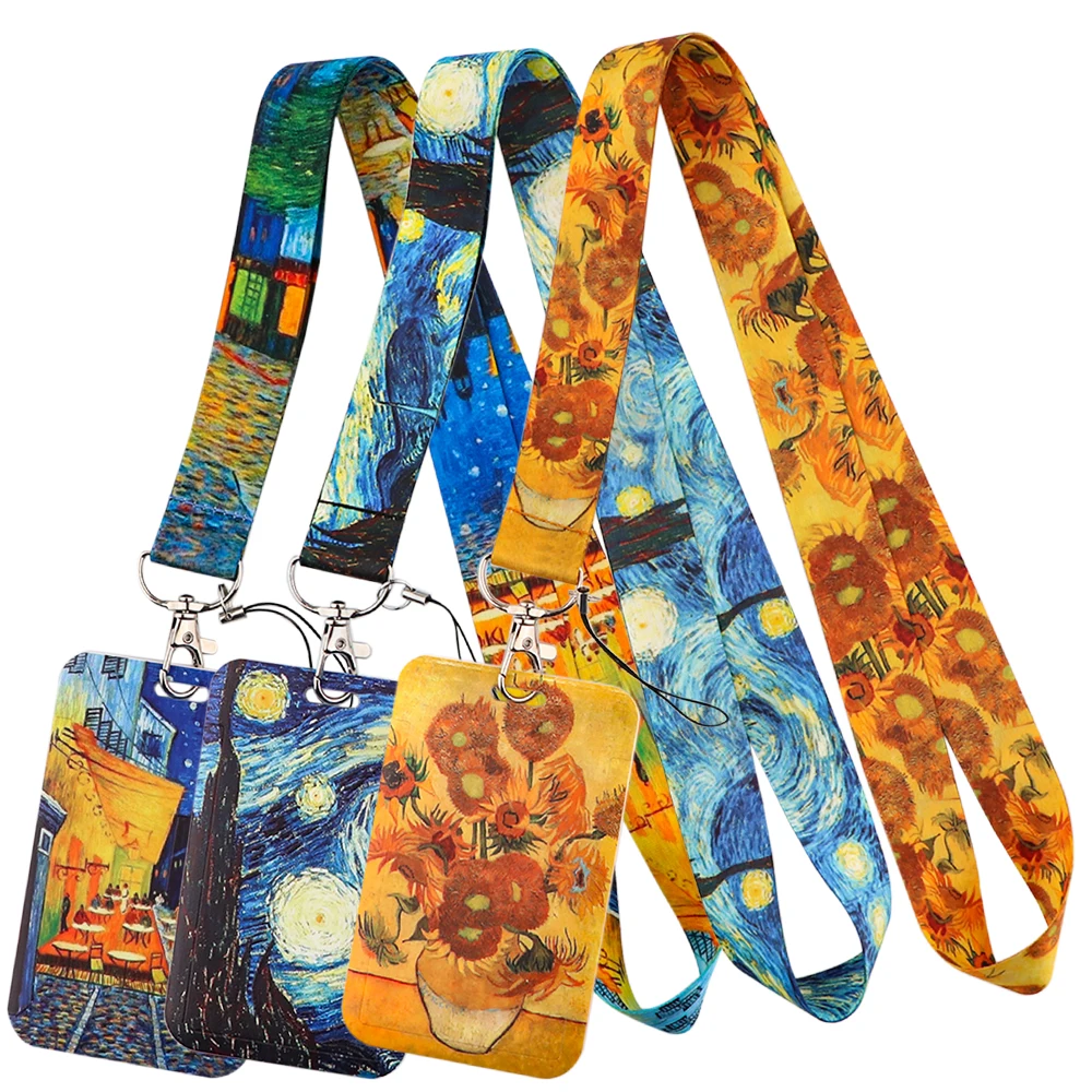 CB1197 Starry Sky Neck Strap Lanyard for Key ID Card Gym Cell Phone Straps USB Badge Holder Art Oil Painting Van Gogh Lanyards