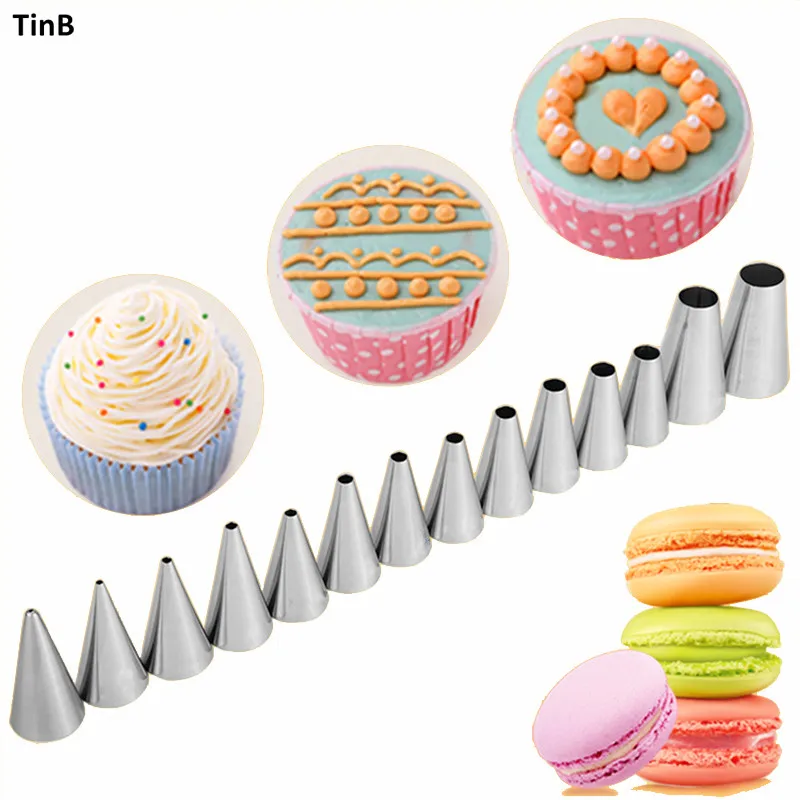 Cake Decorating Tools Round Pastry Nozzles Stainless Steel Writing Tips Icing Piping Nozzle Confectionery Cream Pastry Cake Tool