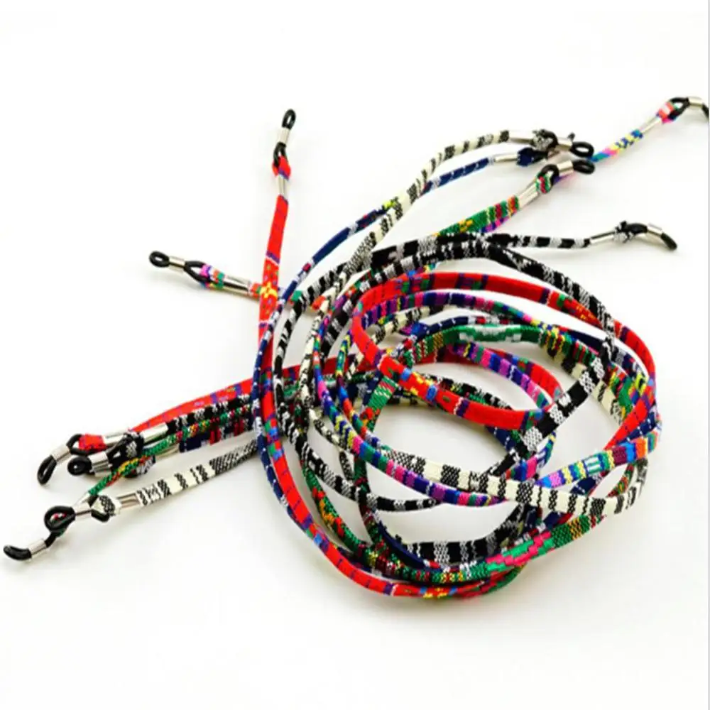 

sunglass ethnic rainbow color flat woven cotton cord spectacle string eyewear frame retainer rainbow lanyard beach strap