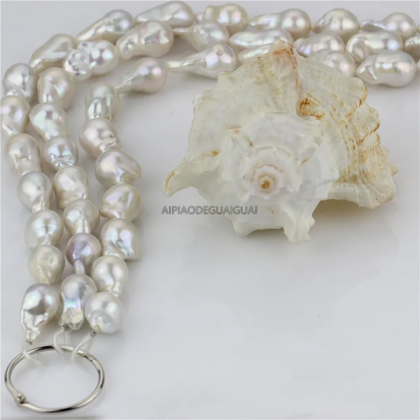 APDGG Natural grade AAA 15mm width high quality no blemishes genuine baroque white pearl strands loose beads women lady jewelry