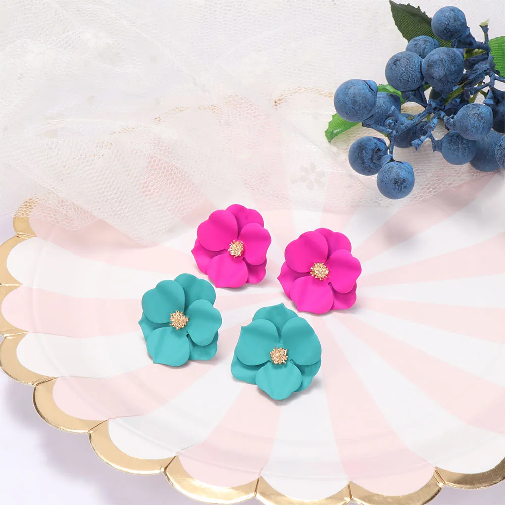 Korean Style Cute Flower Stud Earrings For Women New Fashion Sweet Earrings