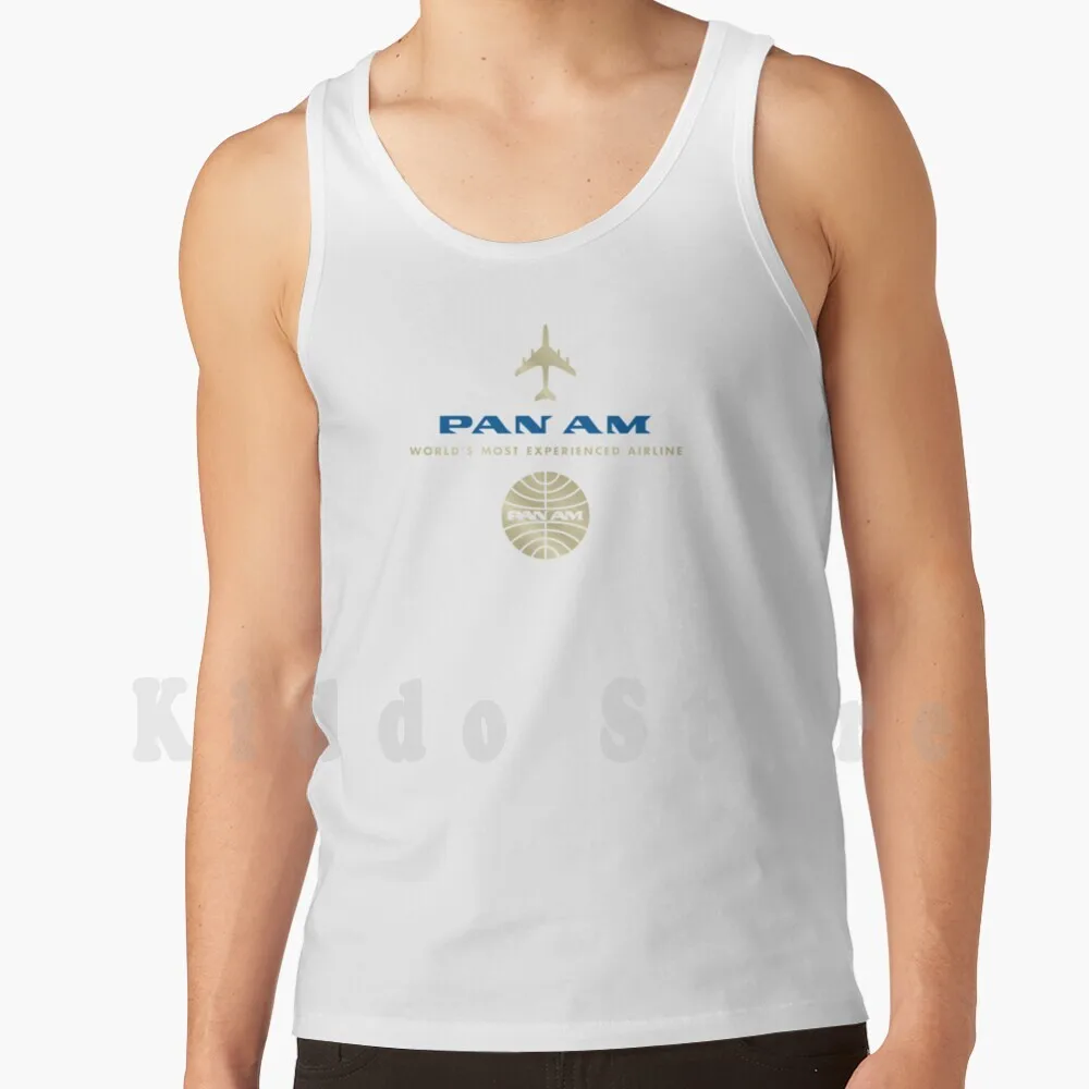 Pan Am-camisetas sin mangas con Logo dorado y azul, chaleco 100% de algodón, Pan Am Panam, Vintage, viaje, Pan American World Airways