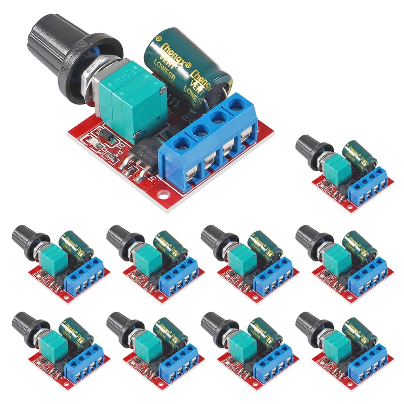 

10pcs DC-DC Mini 5A 90W PWM 12V DC Motor Speed Controller Module 4.5V-35V Adjustable Speed Regulator Control Governor Switch 24V