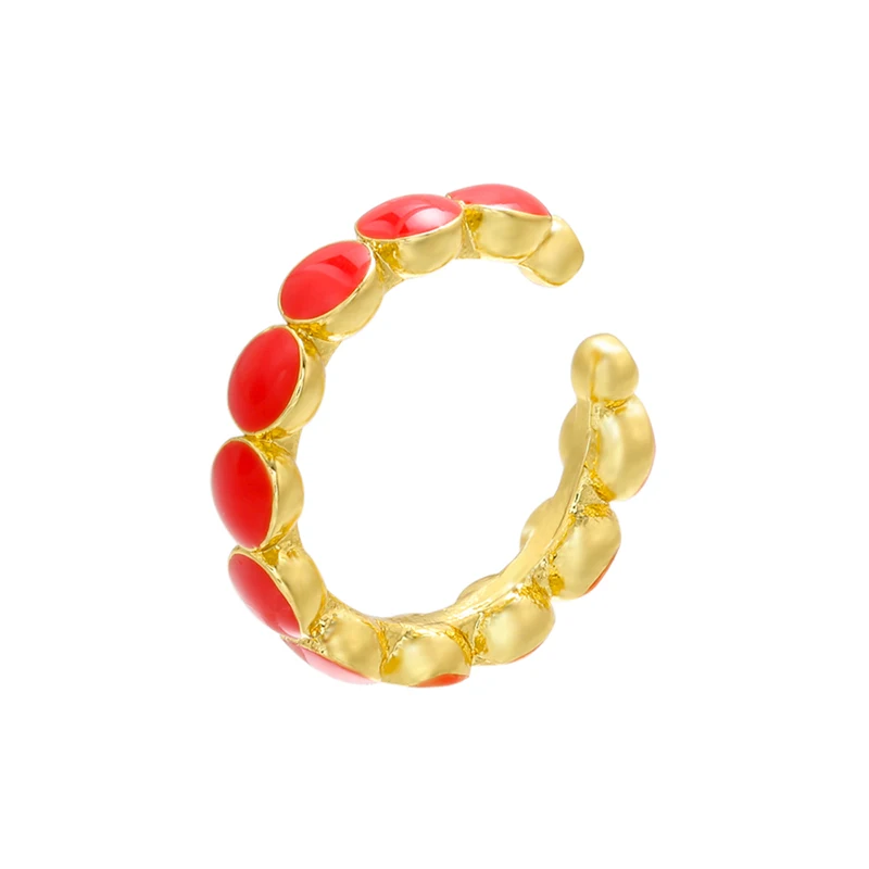2Pcs(1Pair) Gold-colour Tone Women\'s Ear Cuffs Enamel-Style Ear Clips (No Piercing Required) Women\'s Jewelry Model: VE310
