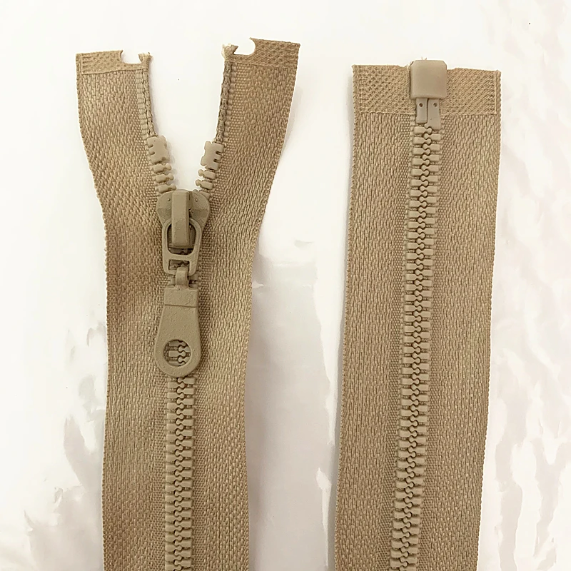 2pcs 5# Khaki  25/30/35/40/50/55/60/70 cm detachable resin zipper opening automatic ecological locking plastic zipper sewing