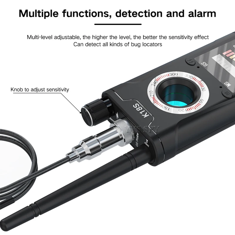K18S Upgrade sinyal RF kamera tersembunyi detektor Anti Spy Candid Pinhole kamera mikro Scan magnetik GPS Locator GSM rahasia Bug pencari