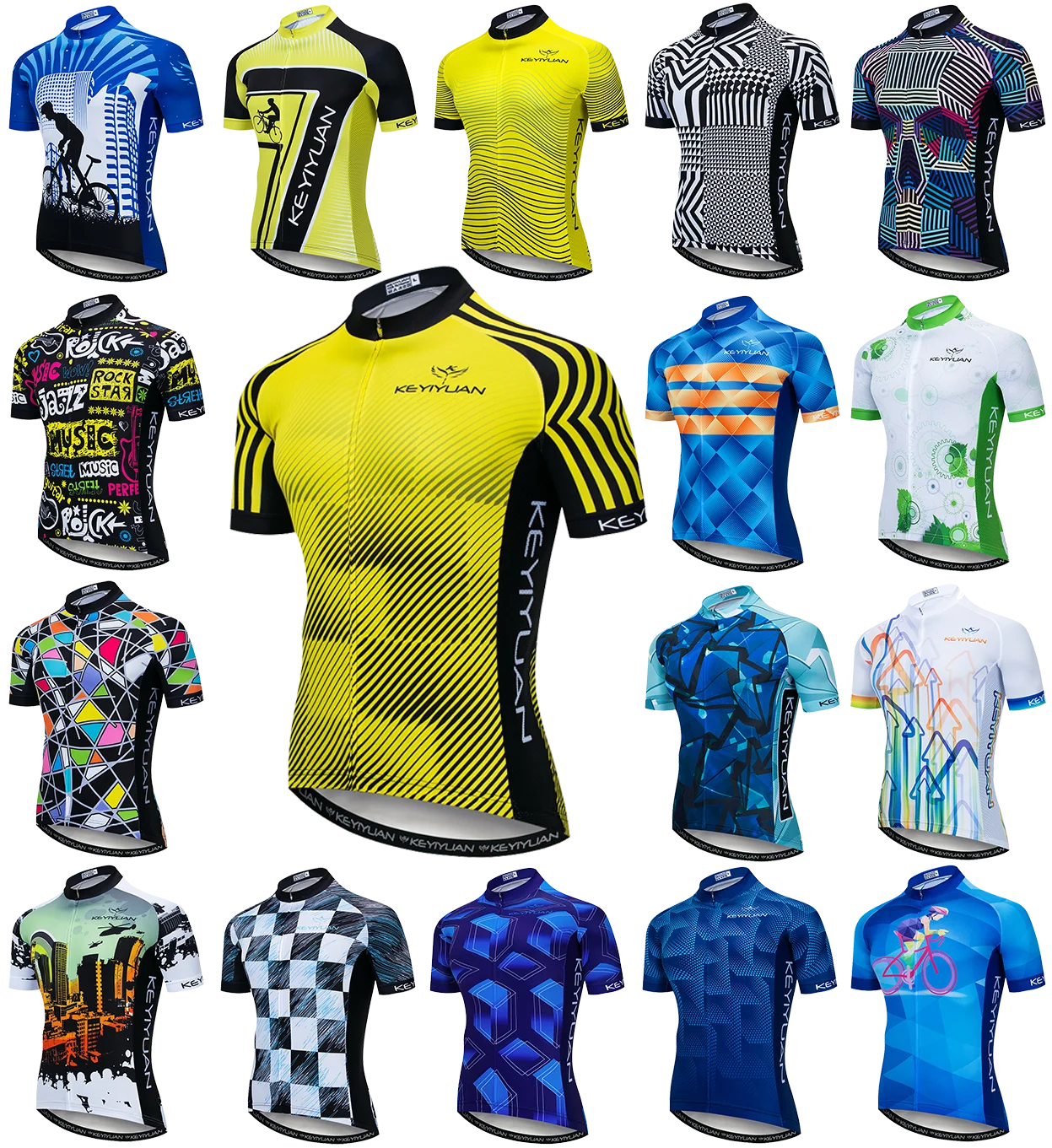 

KEYIYUAN Men Cycling Jersey Short Sleeve Bike Shirts Summer Bicycle Tops Road MTB Sports Clothing Maglia Ciclismo Uomo