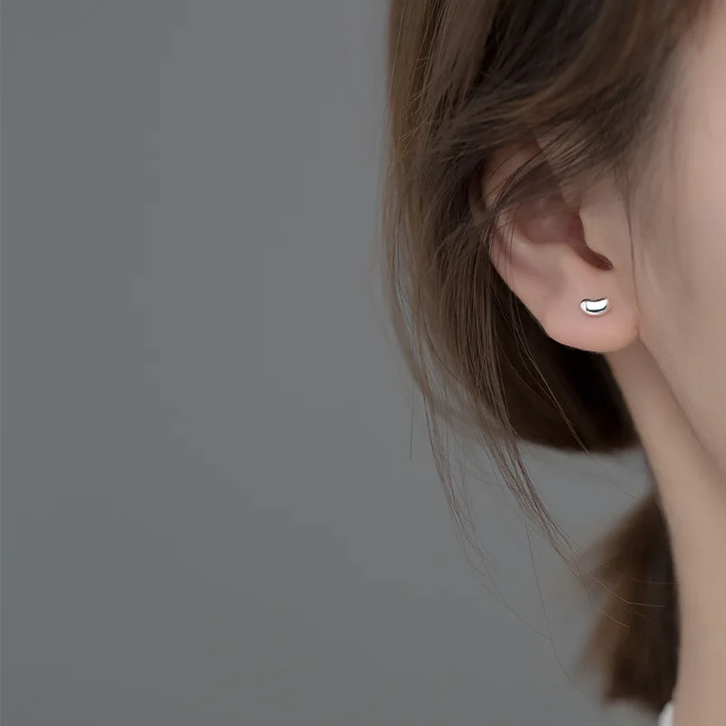 La Monada Small Stud Earrings For Women 925 Sterling Glossy Bean Screw Nut Woman Earring Heart Silver 925 Earring Jewelry Female