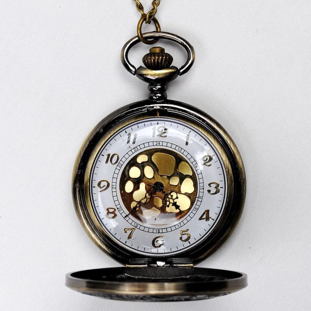 8046Men Women Casual Pocket Rome Hollow Gold Plated Pedant Watch Bronze Chain RetroWatch Hot Sell Fashion Fob Watch Gift