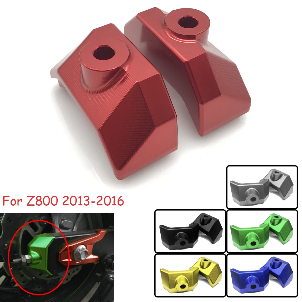Motorcycle CNC Aluminum Rear Fork Spindle Chain Adjuster Block Chain Adjuster For Kawasaki Z800 Z 800 2013-2016